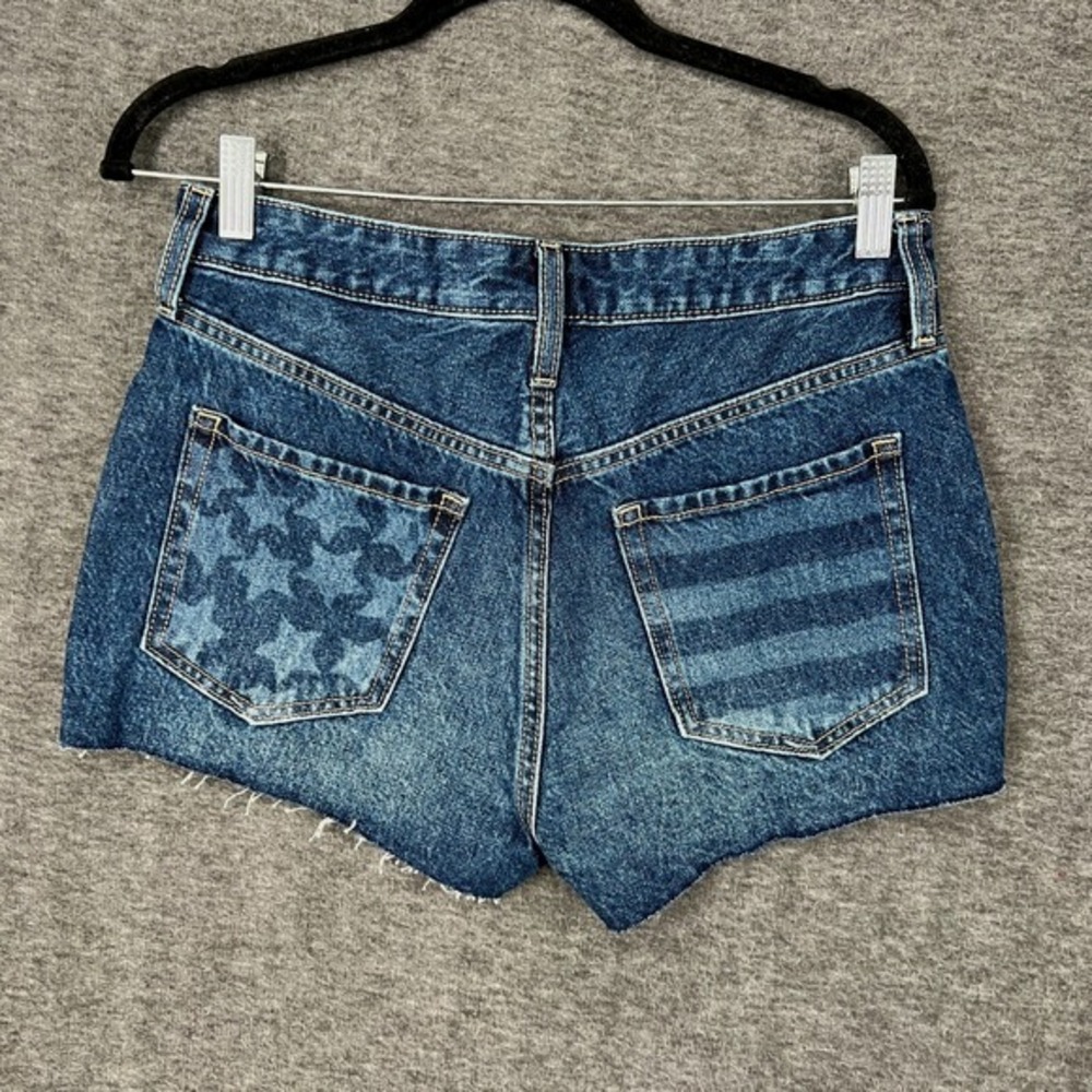 Old Navy Blue Denim Jean Shorts with Star & Stripe Pocket Details